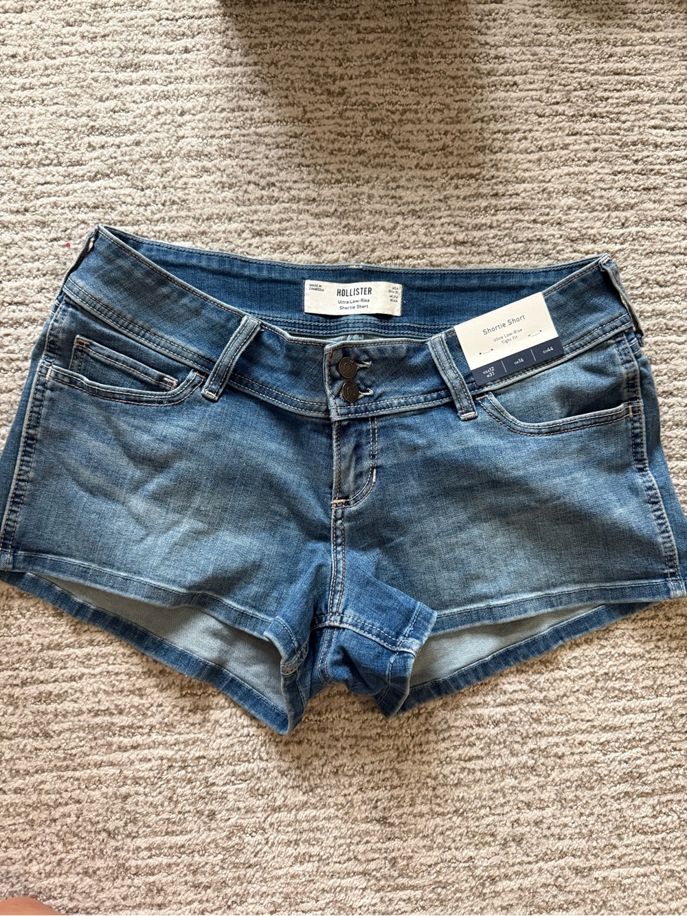 Hollister Women’s Ultra Low Rise Shortie jean shorts